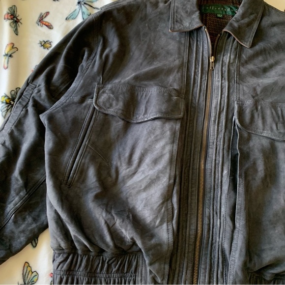 Vintage Overland Silverado Leather Bomber Jacket Blanket Lined Wool Pilot Flight - Picture 3 of 15